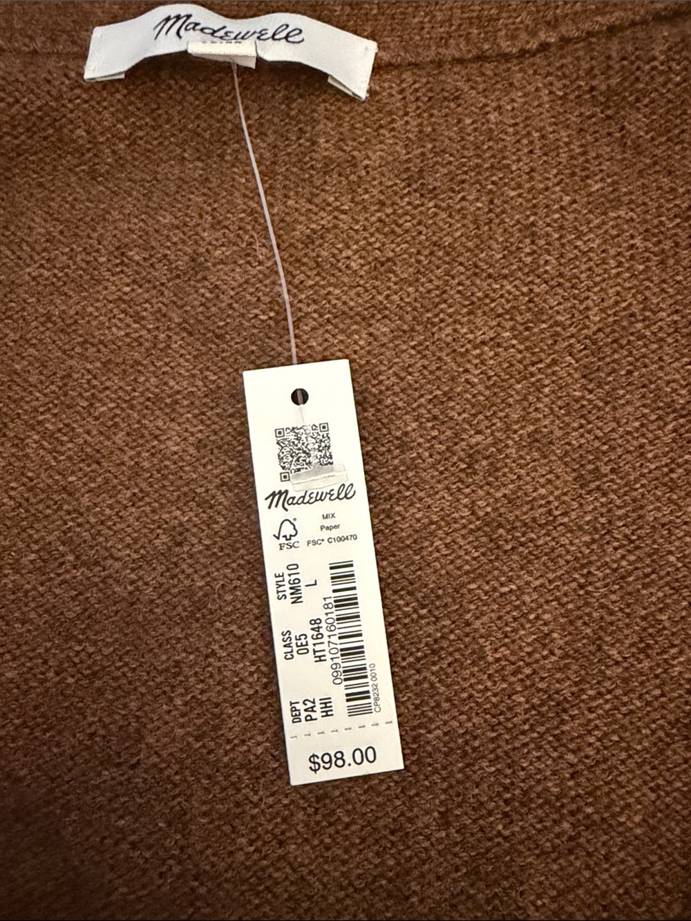 Madewell Chestnut Brown V-Neck Button Cardigan - Picture 5 of 6
